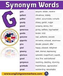 English Synonym Vocabulary List Synonym Words With G In English Gain Acquire Obtain Receive Galla Learn English Words English Vocabulary Words Writing Words