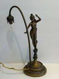 Antique Art Nouveau Figural Statue Table Lamp Artnouveau In 2020 Lamp Table Lamp Antiques