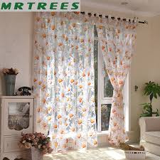 Modern floral illustration, print, fabric, textile. Window Treatment Room Curtains Sheer Tulle Thin Floral Design Modern Woven Decor Window Treatments Hardware Garden Curtains