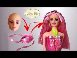 Amazing Idea Diy Barbie Hair From Ribbon Barbie Hacks Youtube Oyuncak Bebek Saci Barbie Barbie Bebekler