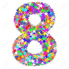 Alphabet Symbol Number 8 Composed Of Colorful Stars Isolated On White. High  Resolution 3D Image Stock Photo, Picture and Royalty Free Image. Image  100331203.