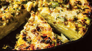 Scalloped Potato Skillet Gratin With Gruyere Leeks And Black Pepper Skillet Potatoes Scalloped Potatoes Stuffed Peppers