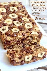 4 Ingredient Flourless Chocolate Chip Banana Bread Thebakermama Bananabread Chocolate Chip Banana Bread Healthy Sweets Banana Chocolate Chip