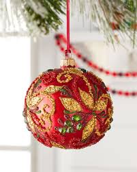 Red Ball With Beaded Leaves Christmas Ornament Fancy Christmas Ornaments Christmas Ornaments To Make Christmas Decorations Ornaments
