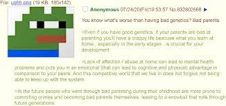 Author debra shigley and usatoday.com's stacy kaiser debate whether obnoxious antics stem from parenting or from the children themselves. Anon Discusses The Impact Bad Parenting Can Have 4chan