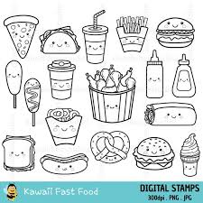 300pcs removable freezer labels, yoget 1 x 3 inch food storage stickers, refrigerator freezer paper label easy clean leaves no residue, 2 color food labels roll. Kawaii Fast Food Clipart Kawaii Fast Food Clipart Cute Fast Etsy