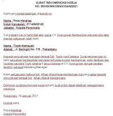 Surat lamaran kerja memiliki format dasar yang hampir mirip dengan surat surat lainnya antara lain. Contoh Surat Referensi Kerja Proyek Perusahaan Kosngosan