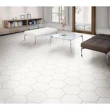 Create the look of classic penny tile with the hexagon tile stencil for painting floors. Large White Hexagon Tile Bathroom Trendecors