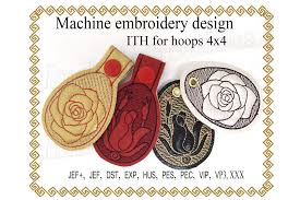 Download Key Fob Rose In The Hoop Creative Fabrica SVG Cut Files