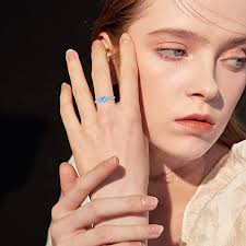 Diamond Wedding Bands For Her LRGKMCWTOB 925 Sterling Silver Double Layers  Diamond Ring For Women Diamond Rings For Women Clearance