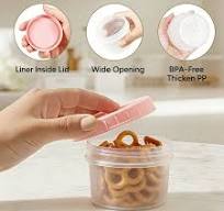 160 ML Plastic Containers with Pink Lids, Food Storage Containers Reusable  Dishwasher Freezer Safe Airtight Microwave & Dishwasher Safe Takeout Jar ...