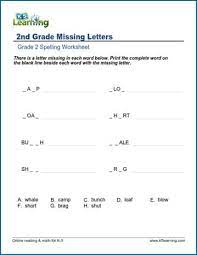Our list of second grade spelling words is a great resource for parents, teachers and students. Missing Letters Worksheets For Grade 2 K5 Learning