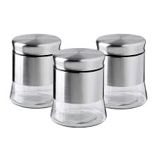 Maybe you would like to learn more about one of these? Brushed Stainless Steel And Glass Canister With Airtight Lid 5 5 H 24oz Set Of 3 Buy Online At Best Price In Uae Amazon Ae