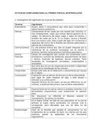 Descubre que significa parcial en méxico(1), venezuela(1). Actividad Complementaria Al Primer Parcial Epistemologia Termino Significado