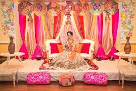 Rajasthani Decor With Traditional Umbrellas Indian Wedding Decorations Wedding Stage Decorations Mehndi Decor