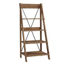 Welwick Designs 68 In Brown Wood 4 Shelf Ladder Bookcase With Open Back Hd8224 The Home Depot In 2020 Ladder Bookshelf Wood Bookshelves Ladder Bookcase