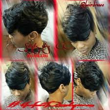 The long side pieces cover the ears and the sides of your face drawing the eye down and elongating your face. Quickweave Short 27pc Quick Weave Hairstyles Short Quick Weave Hairstyles Short Hair Styles