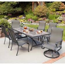 Create a welcoming spot for summertime meals and activities with a patio dining set from lowe's. Campbell 7 Piece Sling Dining Set Outdoor Dining Set Patio Dining Set Costco Patio Furniture
