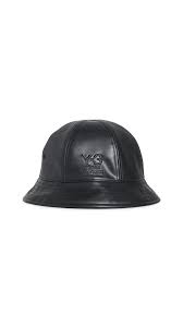 Y 3 Logo Print Bucket Hat In Black Modesens Hats Faux Leather Bucket Hat