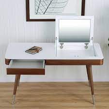 A white leaning desk offers a bright approach that complements a minimalist aesthetic, while dark brown delivers a more traditional feel. High Gloss Desk Veneer Solid Wood Legs Vanity Set With Mirror Furniture White Lacquer Desk High Gloss Desk