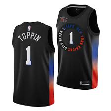 The style is crafted from recycled polyester jersey that respects the environment. Obi Toppin New York Knicks 2020 Nba Draft 1 Jersey 2020 21 City Black