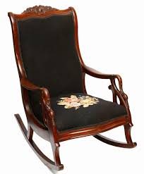 Antique Gooseneck Carved Rocking Chair With Needlepoint Upholstery Circa 1900 S Rocking Chair Antique Rocking Chairs Chair