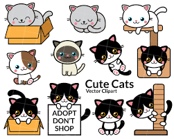 Kittens And Cats Clipart Kitten Clipart Cute Cats Clipart Etsy In 2020 Cat Clipart Kawaii Cat Clip Art