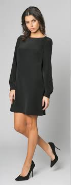 Black Long Sleeve Silk Shift Dress Silk Shift Dress Long Sleeve Silk Dress Brown Silk Dress