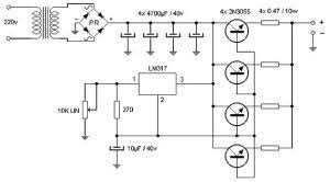 15 A Adjustable Power Supply Circuit Coolelectronics 15 A Adjustable Power Supply Circuit Power Supply Circuit Electronic Circuit Projects Power Supply