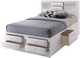 Maybe you would like to learn more about one of these? Amazon Com Benjara Eight Drawer Full Size Storage Bed With Bookcase Headboard White Home Kitchen