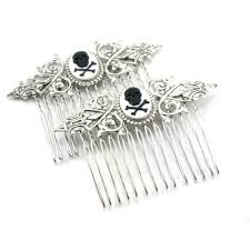 Jolly Roger White Black Skull Hair Combs Skull Accessories Skeleton Jewelry Gothic Jewelry