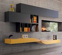 Wohnwand Gelb Grau Radio Dekoelemente Bucherregal Kamin Wohnwand Modern Wohnen Modulare Mobel