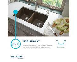 Elkay granite undermount kitchen sinks. Elkay Quartz Classic 33 X 20 X 9 1 2 Equal Double Bowl Undermount Sink With Aqua Divide Bisque