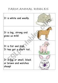 Farm Animal Riddles Esl Worksheet By Sarabg