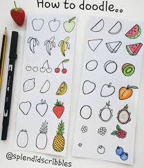 60 How To Doodle Tutorials For Your Bullet Journal Tutoriel De Dessin Dessin Fruits Mini Dessin