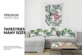 Pillows Tapestries Many Sizes Mockup Free Psd Mockup Room Set
