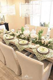 Green And White Easter Table Setting Home With Holliday Easter Dinner Table Easter Table Settings Spring Table Decor