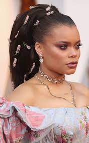 Andra Day From Oscars 2018 Best Beauty From The Red Carpet Red Carpet Hair Natural Hair Twist Out Makeup For Black Women