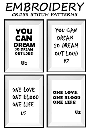 Maybe you would like to learn more about one of these? Amazon Com U2 Talking Art Mini Pattern Cross Stitch Counted Famous Motivational Quotes Modern Wall Decor One Love One Blood One Life You Can Dream So Dream Out Loud Rock Band Music Notes