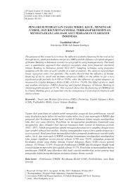 Dari wikipedia bahasa indonesia, ensiklopedia bebas. Pdf Pengaruh Pembiayaan Usaha Mikro Kecil Menengah Umkm Dan Kecukupan Modal Terhadap Kemampuan Mendapatkan Laba Dari Aset Perbankan Syariah Di Indonesia