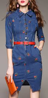 Shop with afterpay on eligible items. Floral Embroidered Shirt Denim Dress Floral Embroidered Shirt Denim Fashion Denim Dress