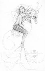 Black And White Mermaid Sketch In Progress Mermaid Riding Seahorse Drawing Mermaid Drawings Beautiful Mermaid Drawing Seahorse Drawing