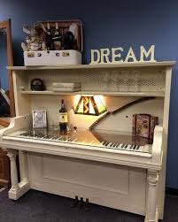 Is It A Desk Is It A Bookcase Is It A Bar Yes It S All Three From An Old Piano No Less Piano Decor Redo Furniture Repurposed Furniture