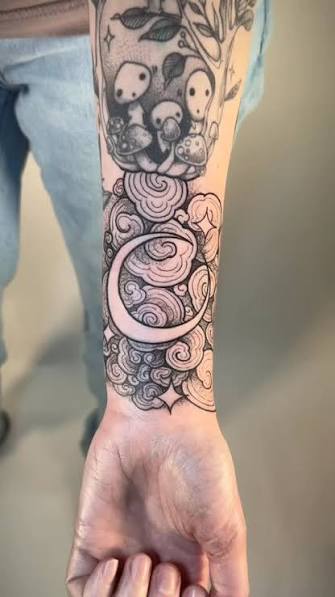Sun & Moon Tattoo, I really enjoy this type of blackwork illustrative tattoo., With the challenge of wrapping around the wrist I really like how the composition came together., (Note: tattoos higher ...