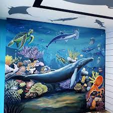 Gambar lukisan pemdangan tepi pantai yang menyejukan mata. Lukisan Dinding Pemandangan Bawah Laut Imural We Believe Art Gives Space Meaning