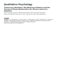Looking for korean names that start with g? Pdf Transracial Identities The Meaning Of Names And The Process Of Name Reclamation For Korean American Adoptees