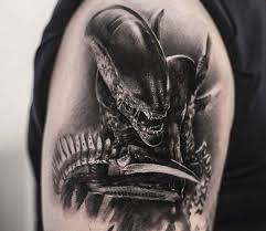 This alien tattoo idea captures the moment right before the kidnap of some poor persons. Xenomorph Alien Tattoo By Bro Studio Post 18828
