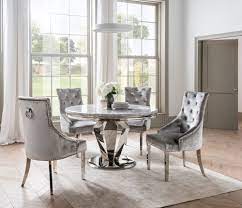 Wide range of marble dining tables are now available in choice of designs, colours. Vida Living Arturo 130cm Grey Marble Round Dining Table With Belvedere Champagne Velvet Chairs Cfs Furniture Uk