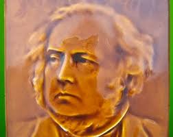 J.C. Edwards (Ruabon) Arts & Crafts Period, John Bright Hochglasurfliese 24  x 24 cm gerahmt, Casgliad y Werin Cymru Collection Wales, Minton