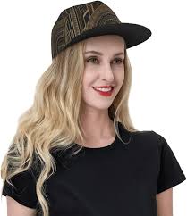 Flat Bill Adjustable Snapback Hat Cool Hip Hop Baseball Caps for Men Women  Golden Design
